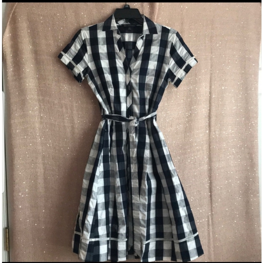 Brooks brothers plaid tie waist shirt dress
